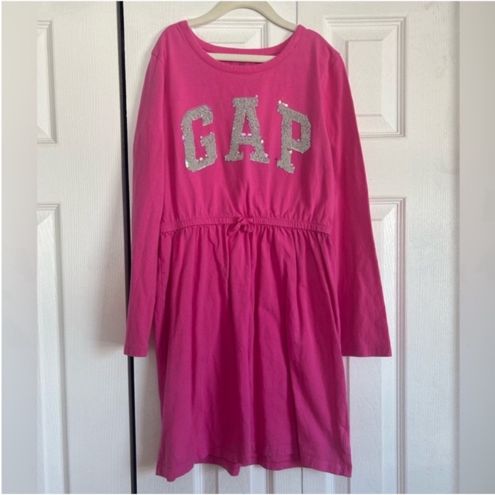 GAP Kids Pink Long Sleeve Logo Dress